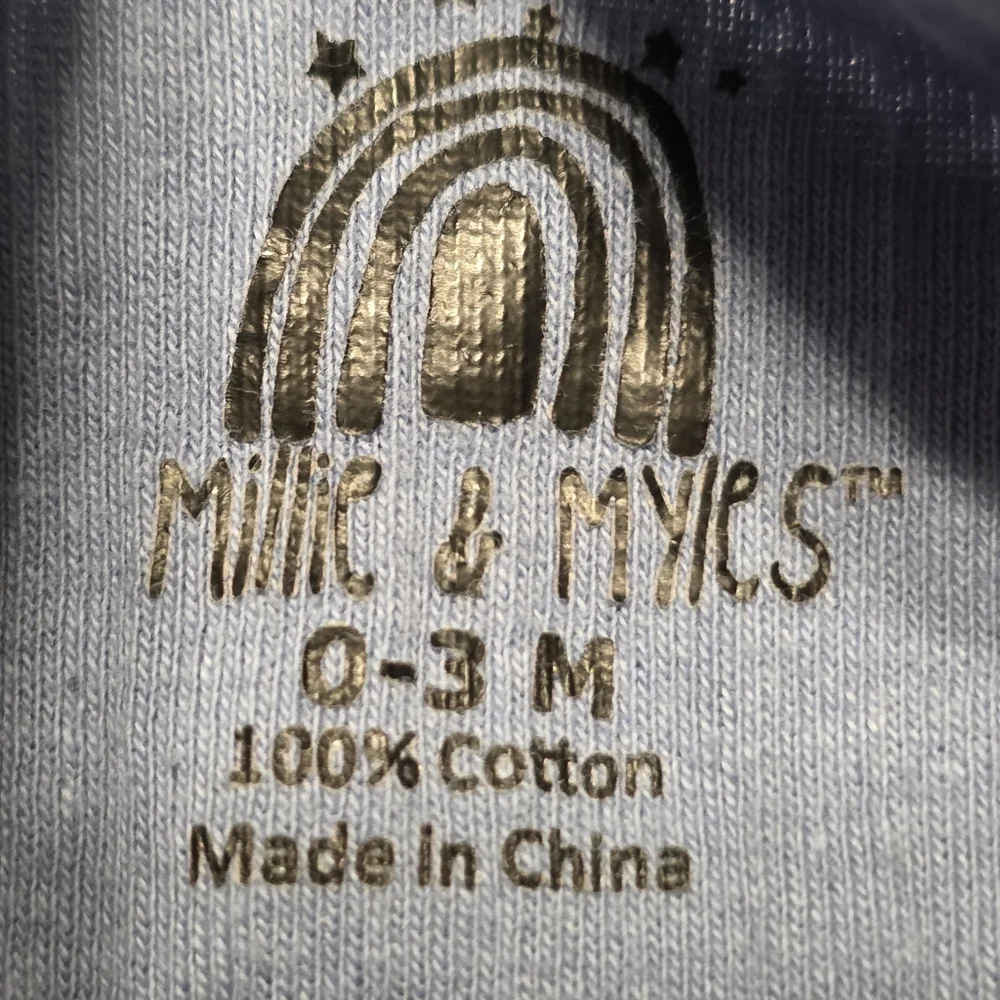 Millie & Myles Onesie Cotton Ribbed Blue Sea Animals Bodysuit Newborn Baby - 3m